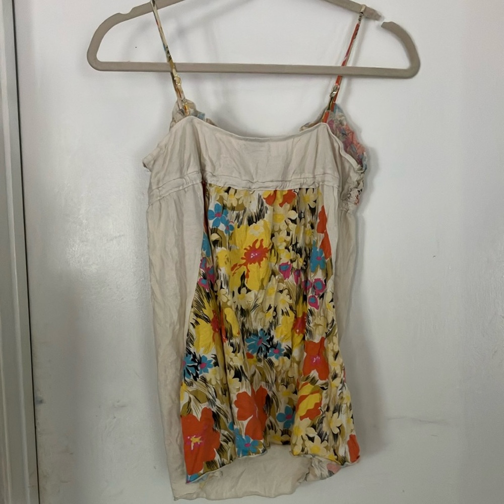 EUC Language Los Angeles Floral Lace Trim Cream Camisole Size Small - Picture 4 of 10
